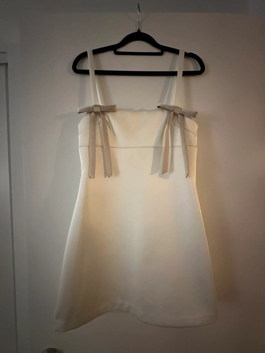 Zara-Cream Mini Dress with Bow Details