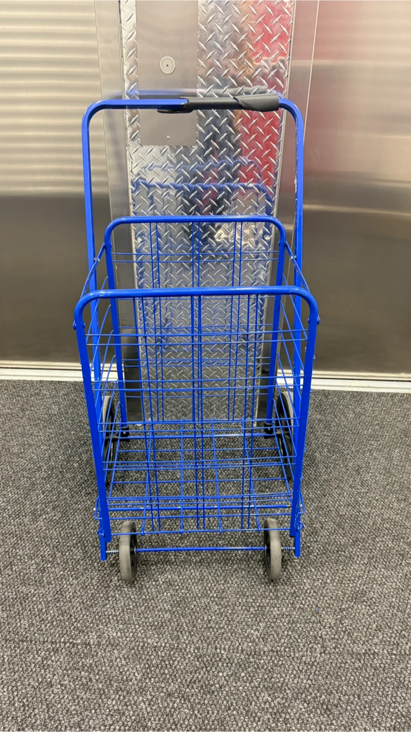 Blue Rolling Shopping Cart