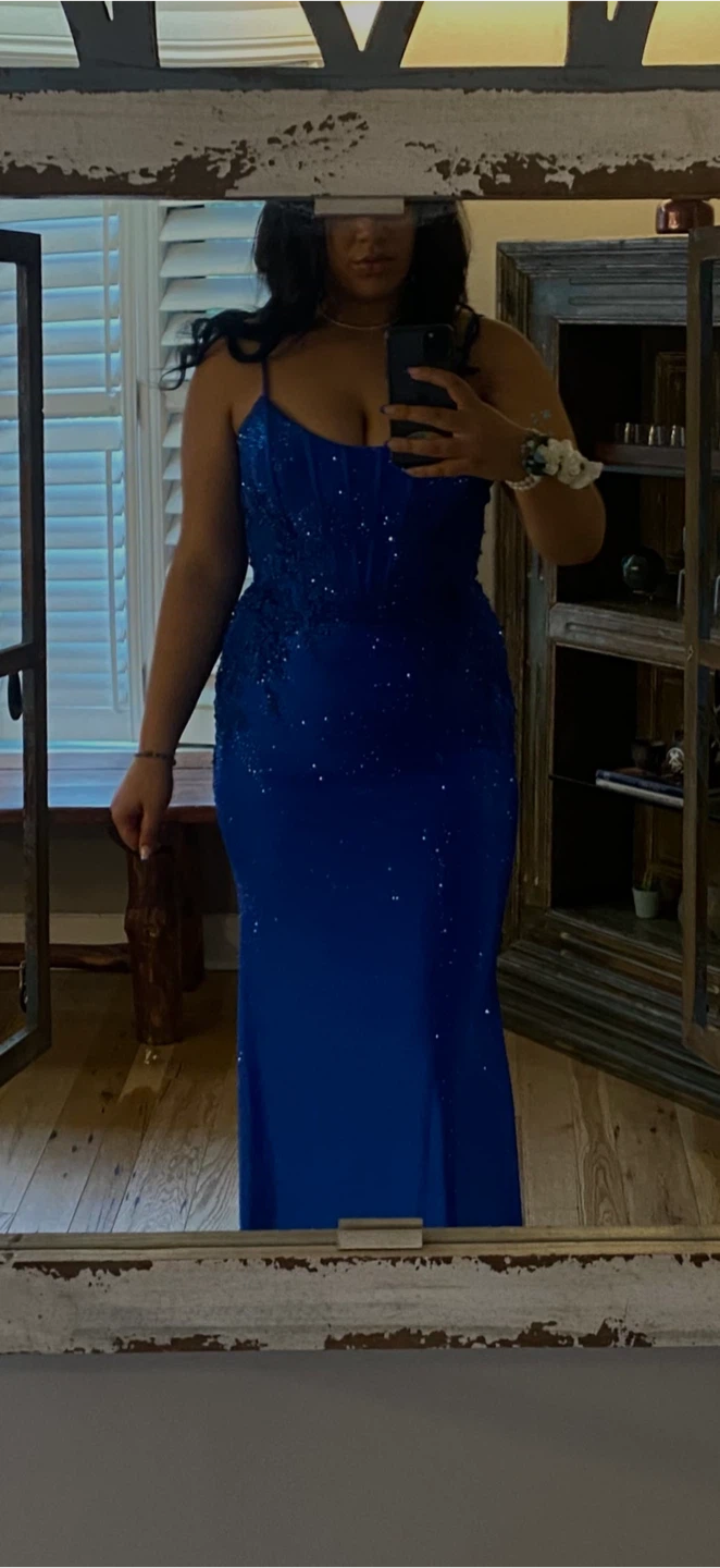 Sherri hill prom Royal Blue Beaded Formal prom Dress - photo 3