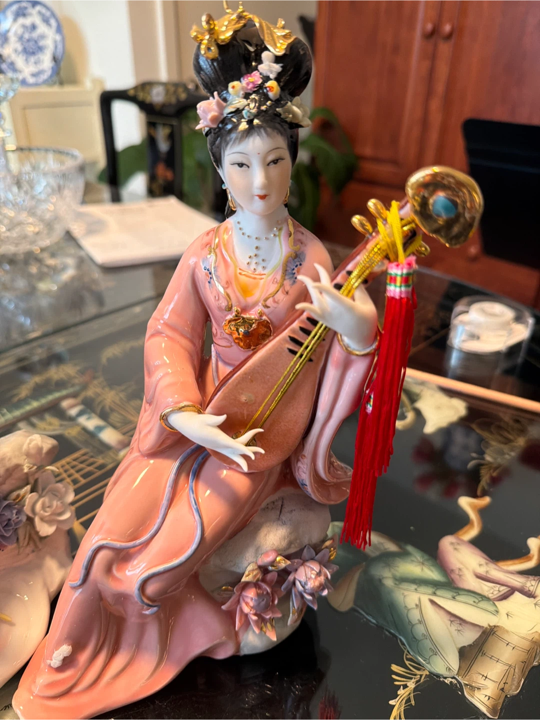 Set of 4 Porcelain Asian Women Figurines Musical Instruments - photo 2