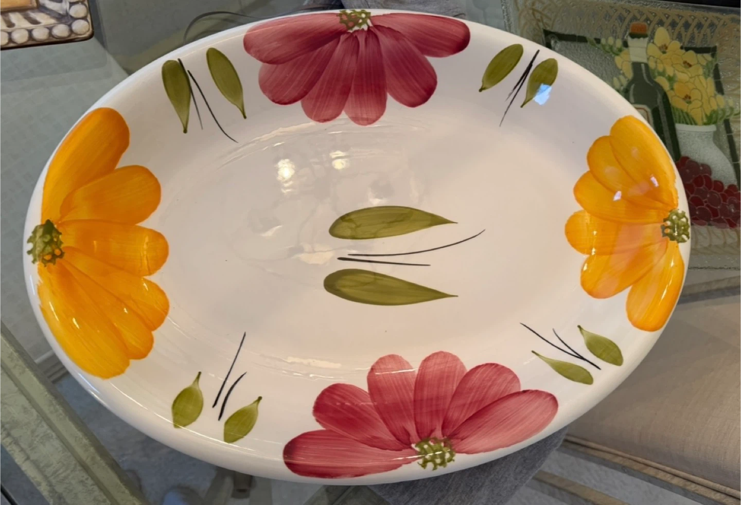 Made in Italy Oval Serving Platter Floral Design