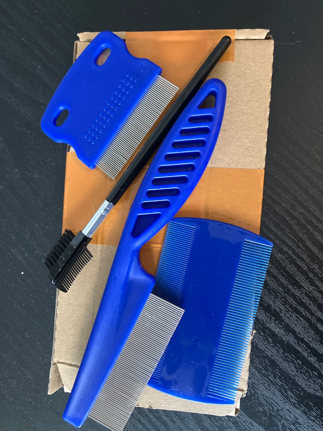 Blue Lice Comb Set with Brush