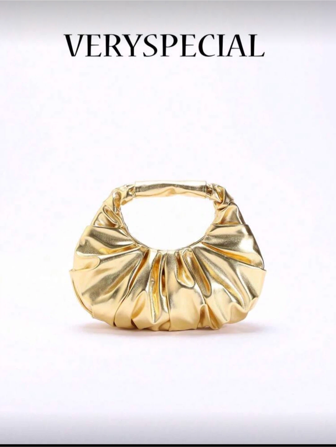 SHEIN Ruched Shoulder Handbag - Gold