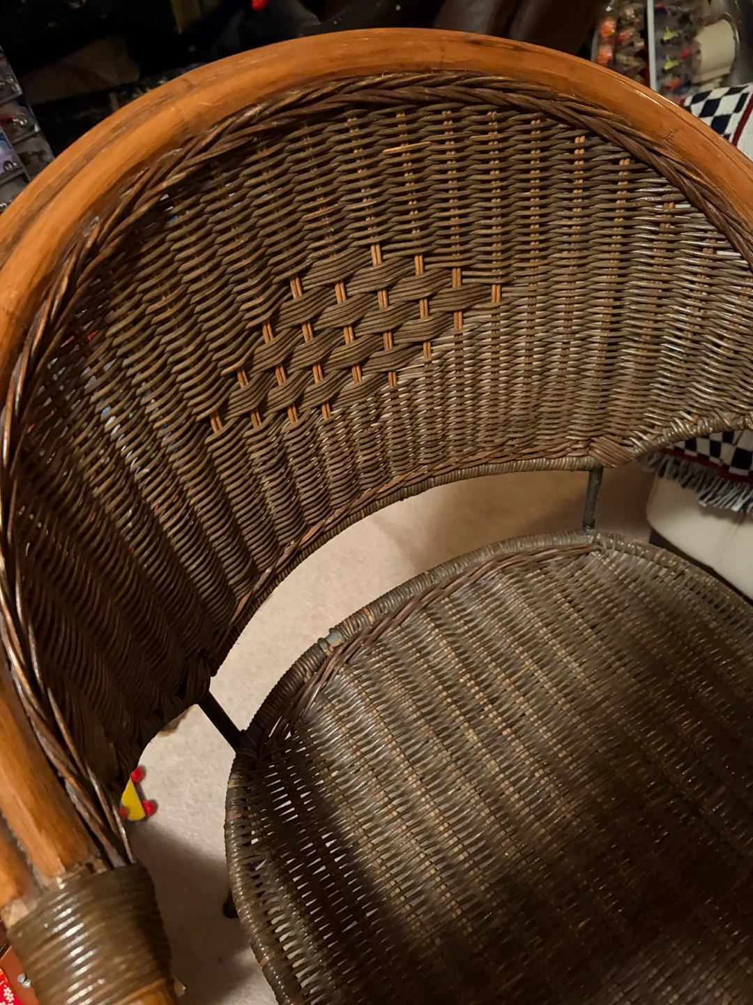 2 Wicker Bar Stools with Wooden Trim - photo 5