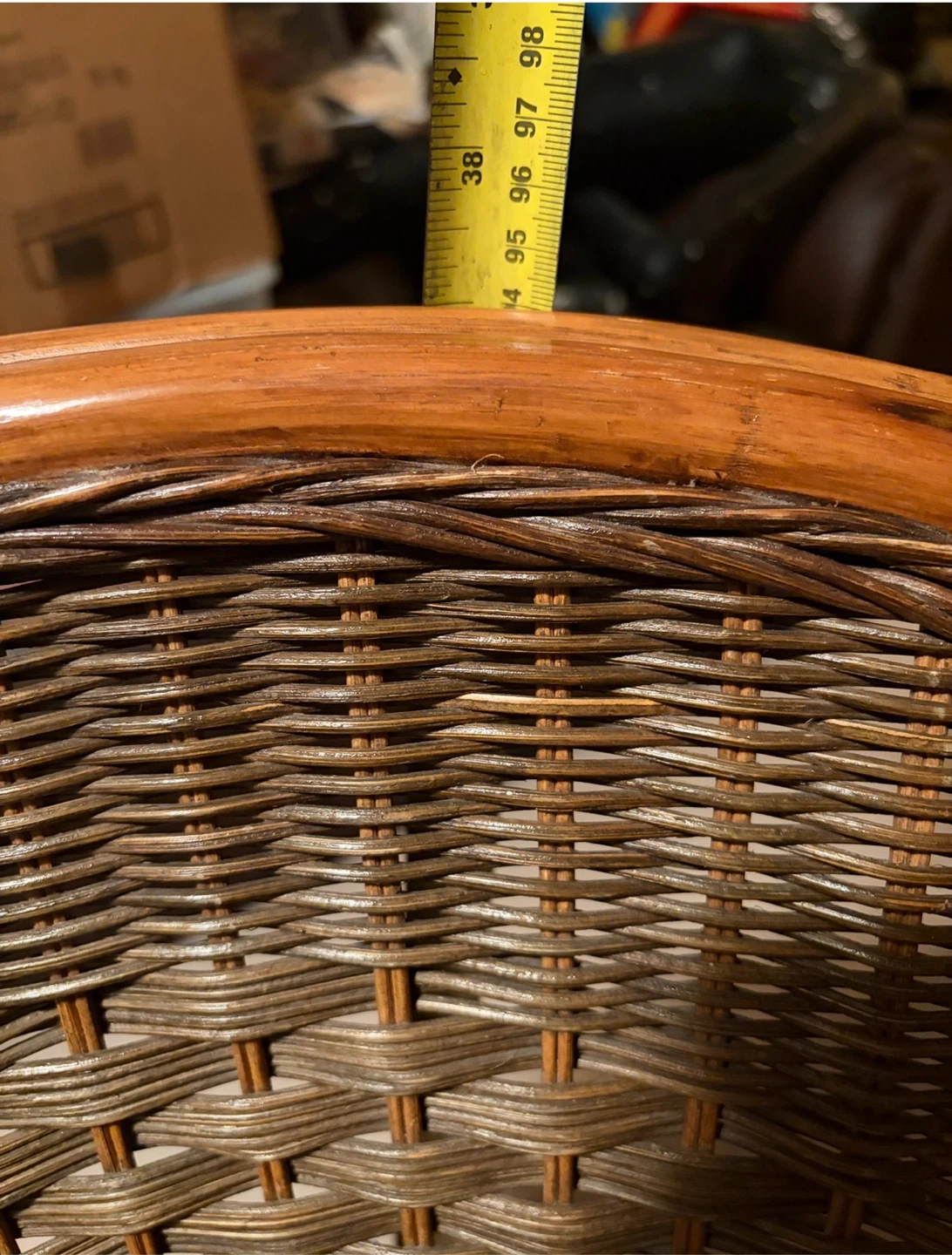 2 Wicker Bar Stools with Wooden Trim