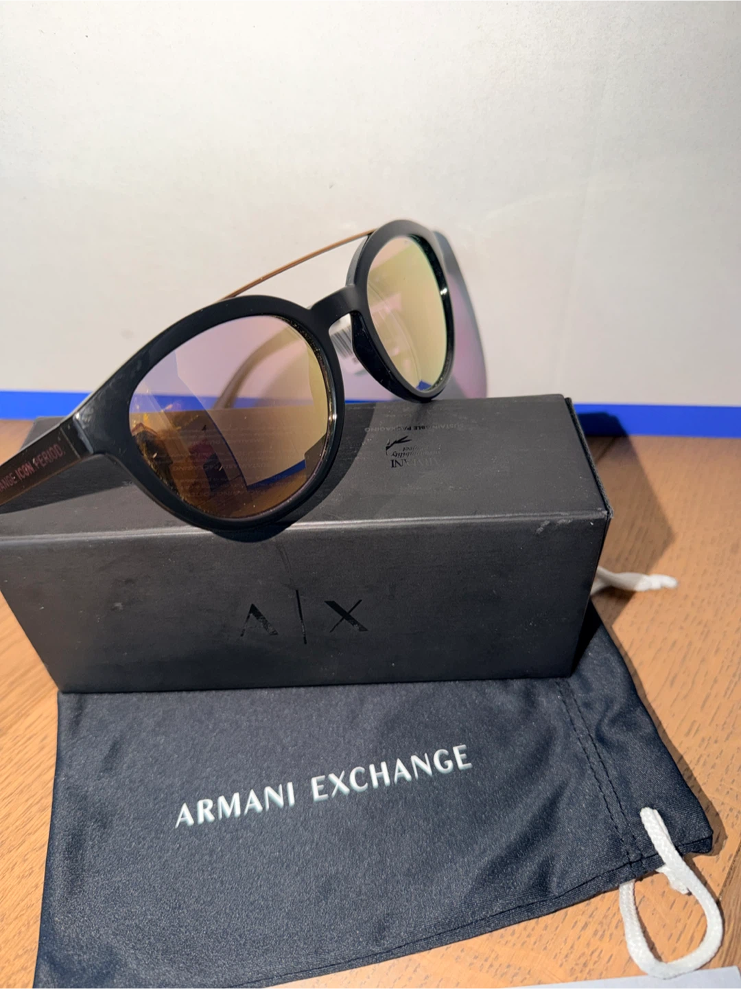 Armani Sunglasses AX Black Cat Eye Rose Gold Mirror - photo 2