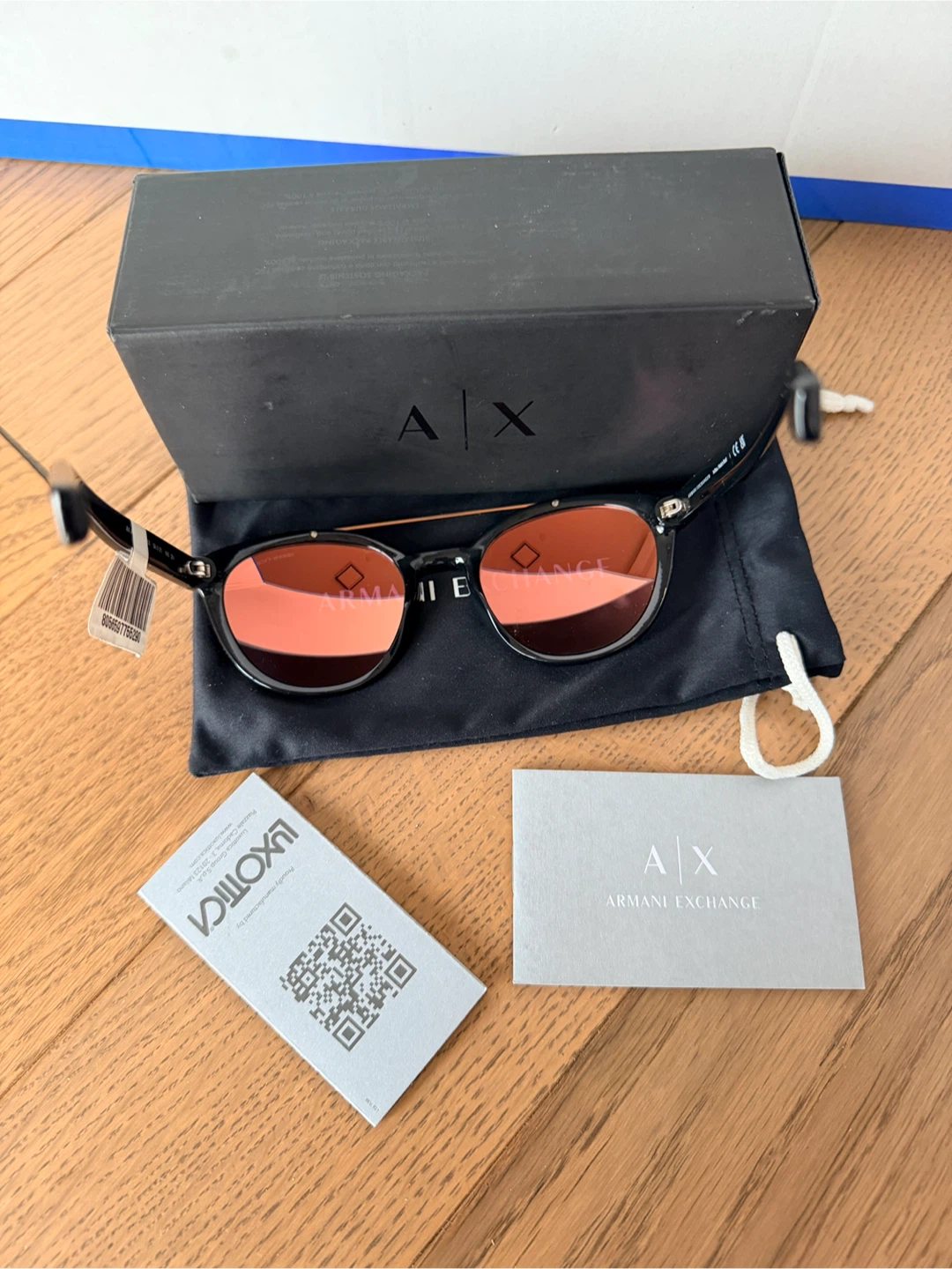 Armani Sunglasses AX Black Cat Eye Rose Gold Mirror - photo 4