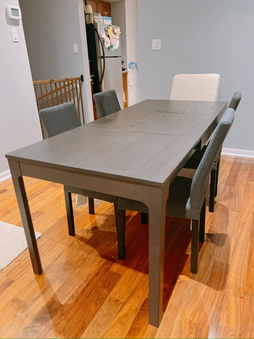 Extendable Ikea dining table and 4 chairs