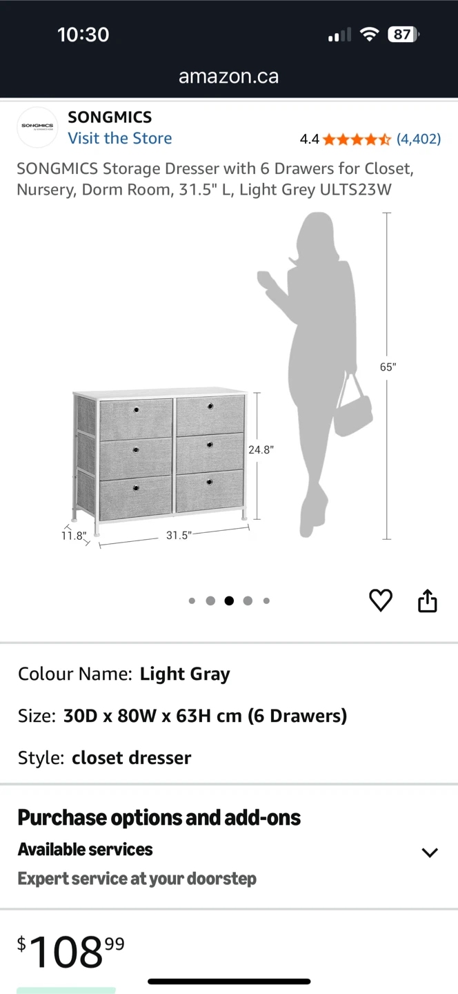 6 drawer grey and white dresser - photo 5