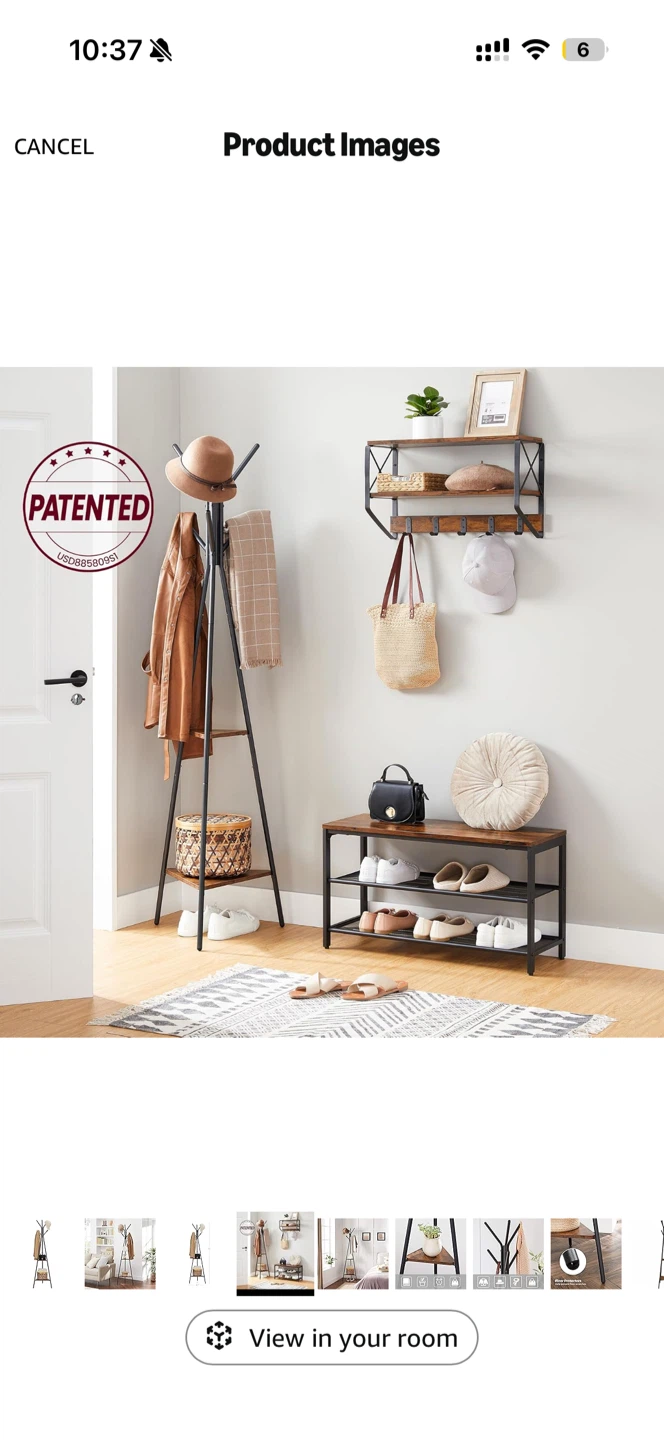 Vasagle Standing Coat Rack with 2 Shelves - photo 3