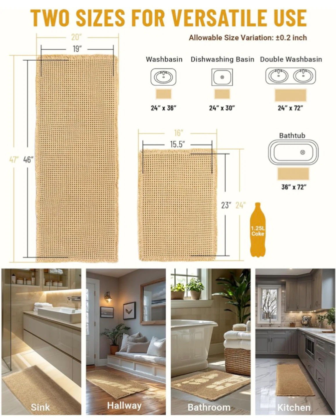 Waffle Weave Bath Mat - Super Water Absorption - photo 5