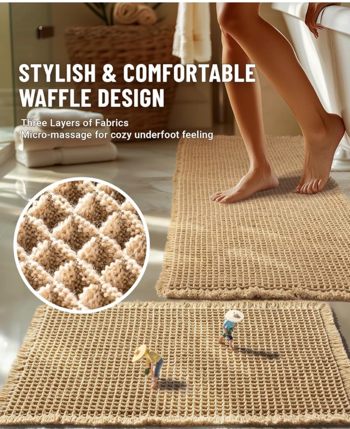 Waffle Weave Bath Mat - Super Water Absorption - photo 2