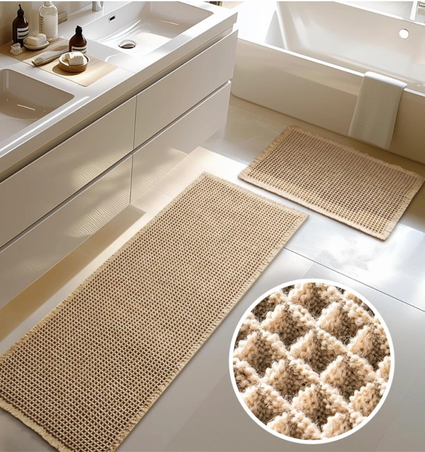 Waffle Weave Bath Mat - Super Water Absorption