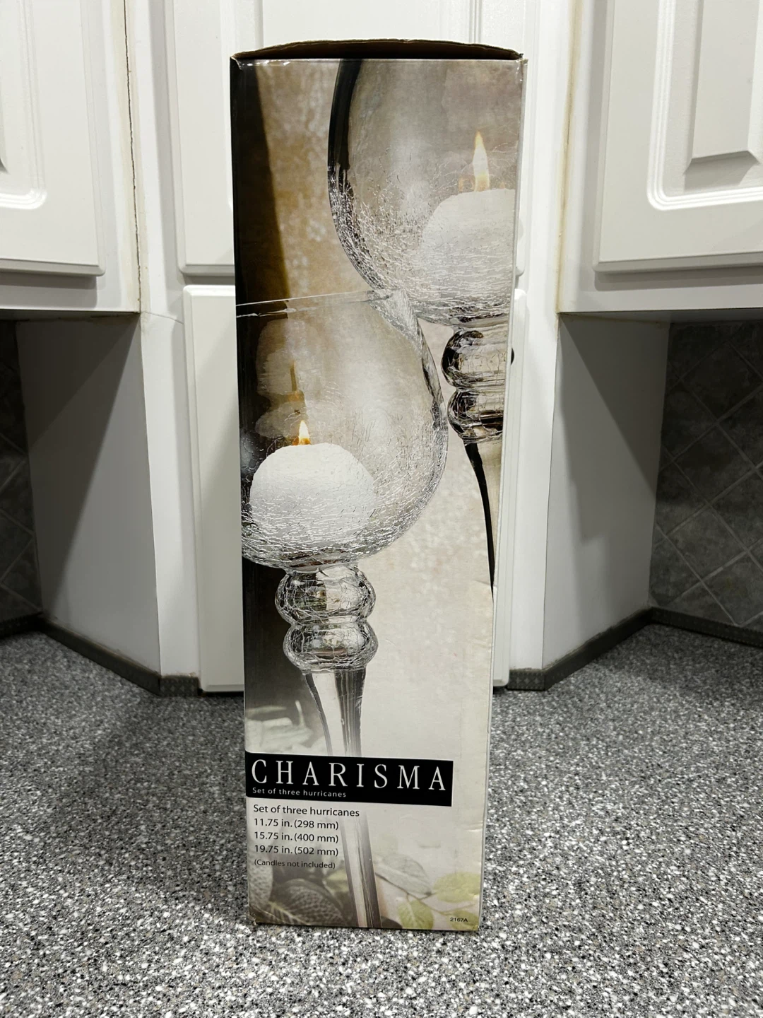 Set of 3 Tall Glass Hurricane Candle Holders Charisma - photo 2