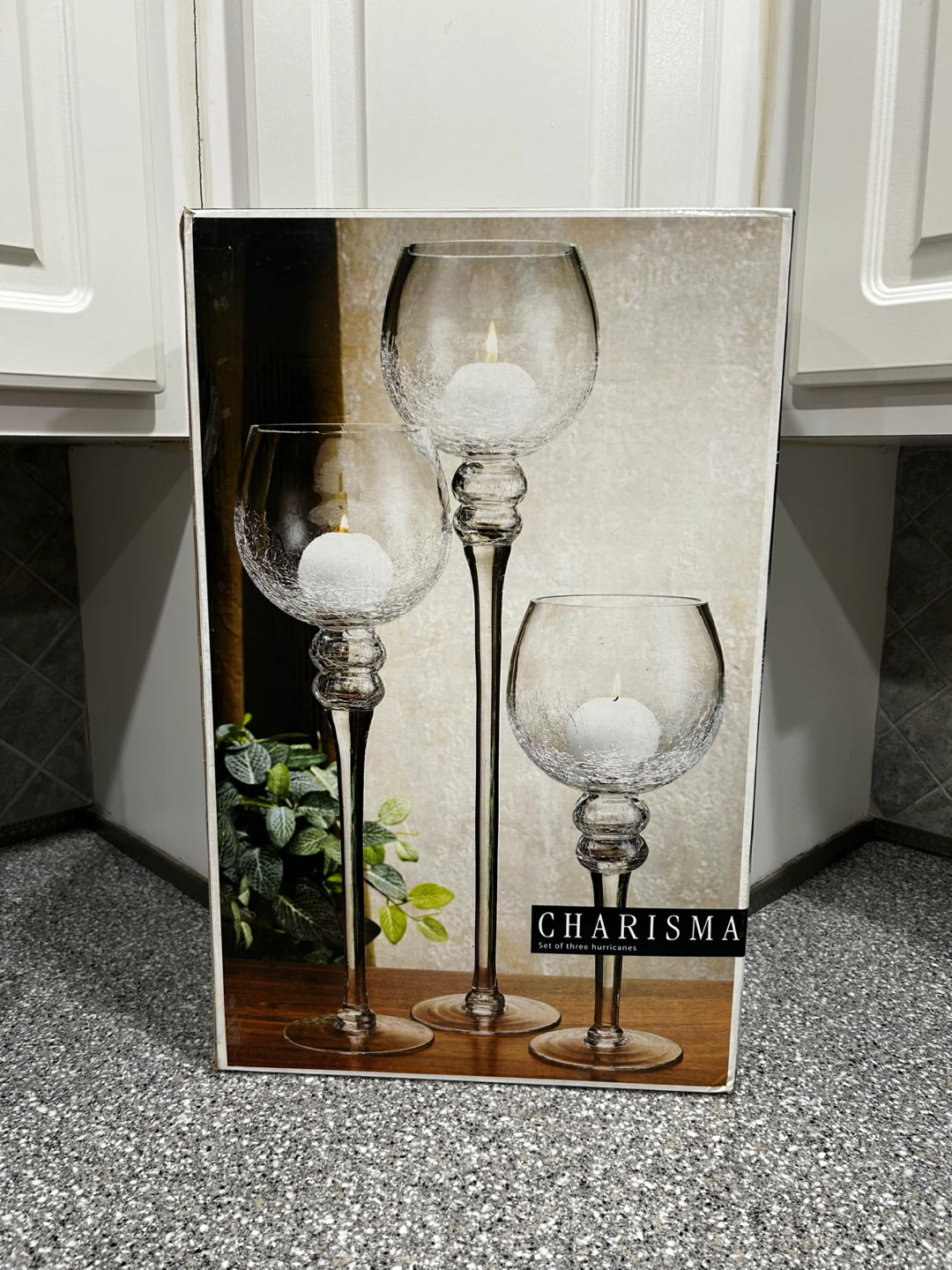 Set of 3 Tall Glass Hurricane Candle Holders Charisma
