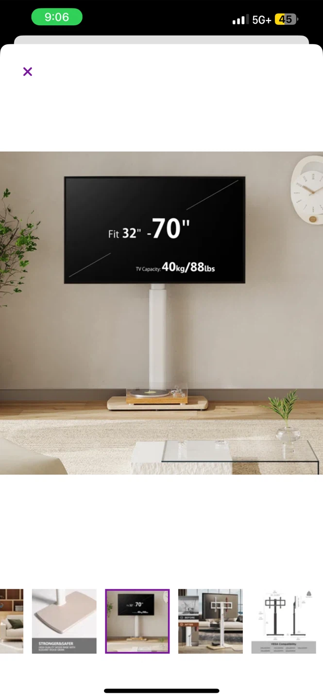 White TV Stand with Wood Base - photo 4
