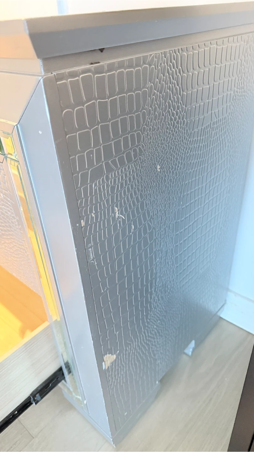 Grey 2-Drawer Nightstand with Crocodile Texture - photo 4