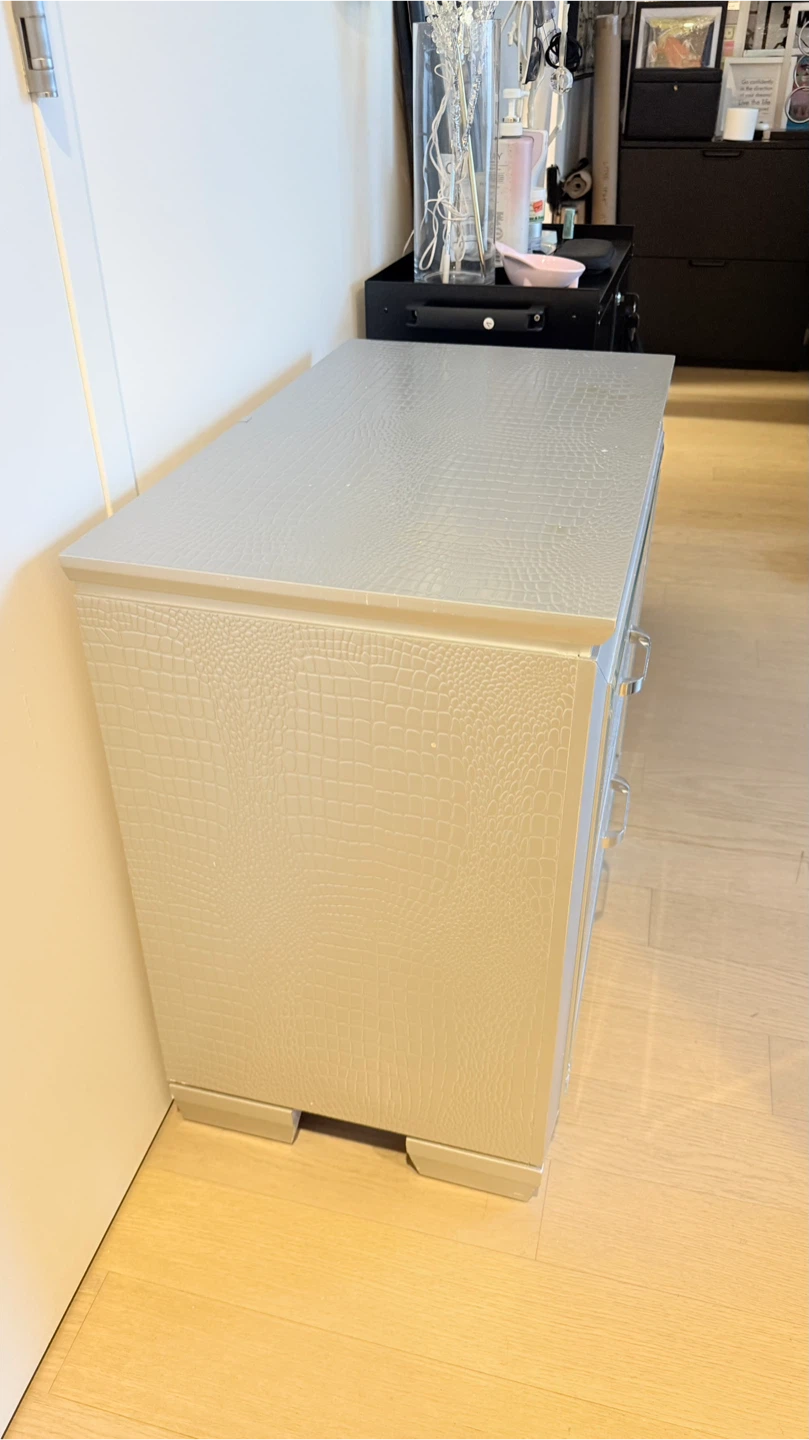 Grey 2-Drawer Nightstand with Crocodile Texture - photo 5