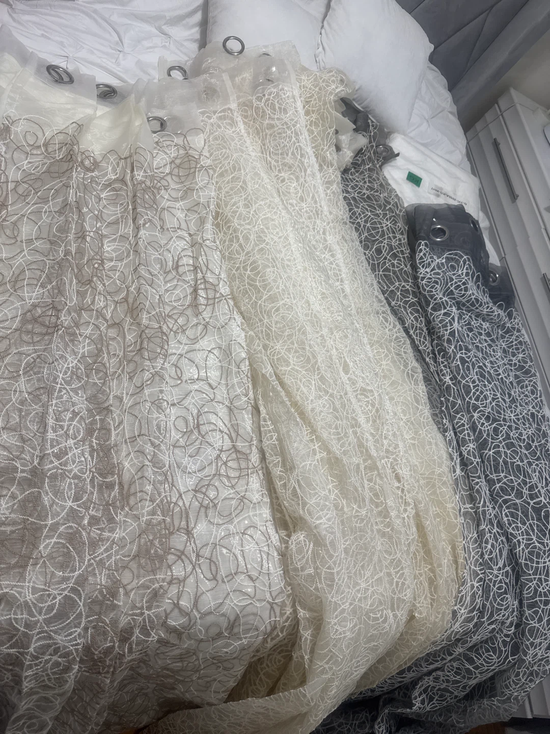 Sheer Embroidered Grommet Curtains (Set of 10 )