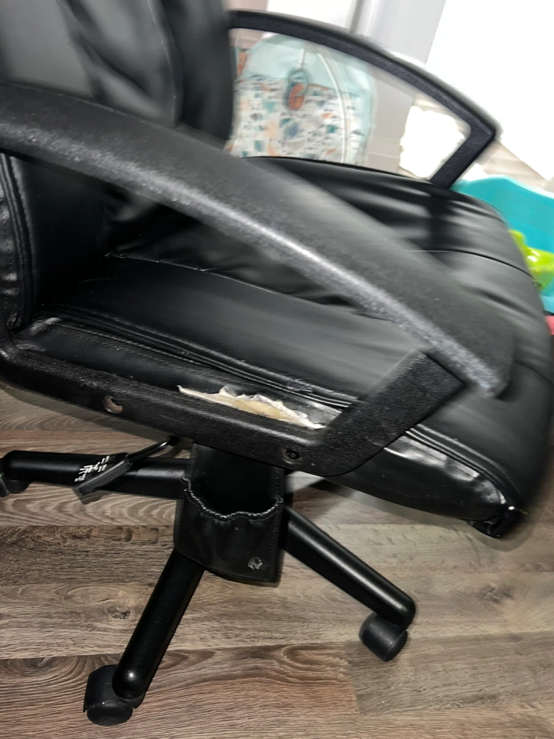 Black Faux Leather Office Chair - photo 4