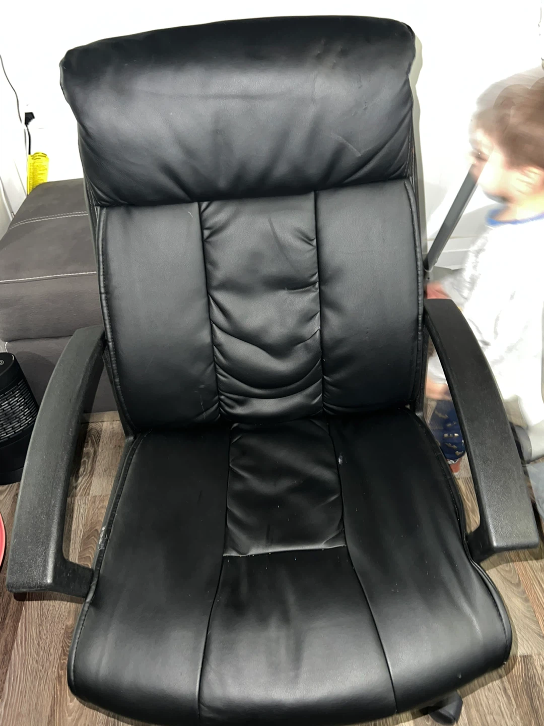 Black Faux Leather Office Chair - photo 5