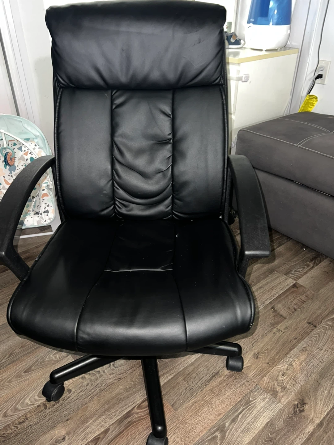 Black Faux Leather Office Chair