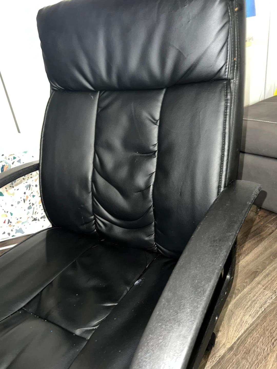 Black Faux Leather Office Chair - photo 2