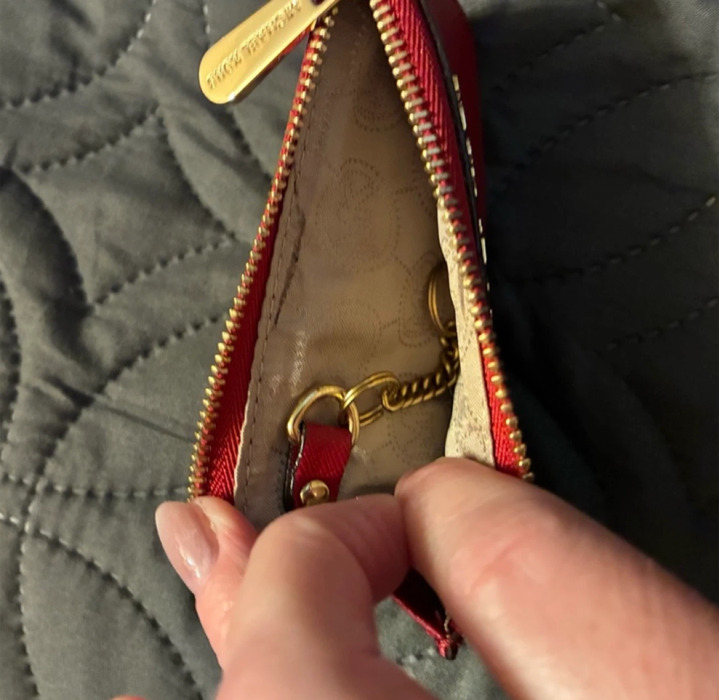 Michael Kors Red Saffiano Leather Card Holder with Key Ring - photo 3