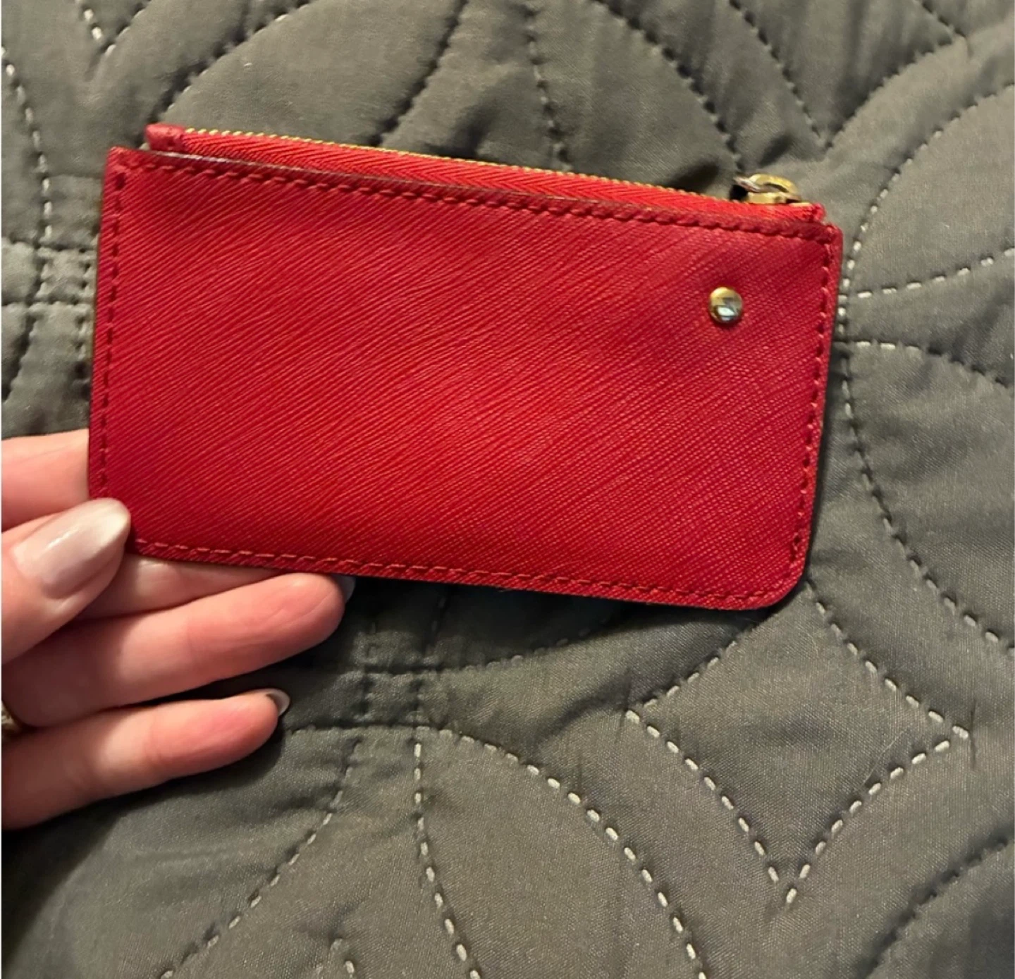 Michael Kors Red Saffiano Leather Card Holder with Key Ring - photo 2