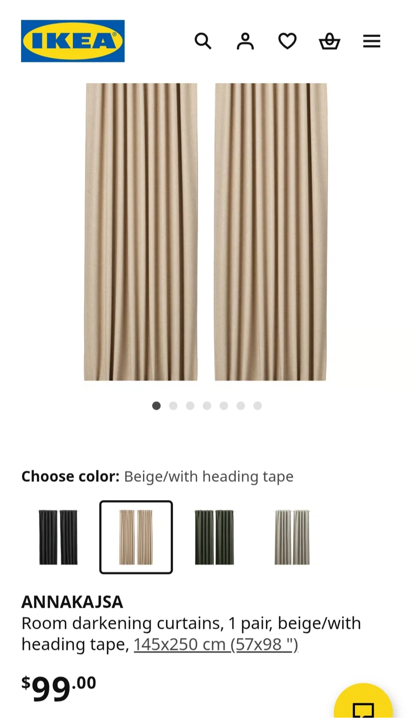 IKEA ANNAJAKSA Room Darkening Curtains Beige 145x250 cm - photo 4