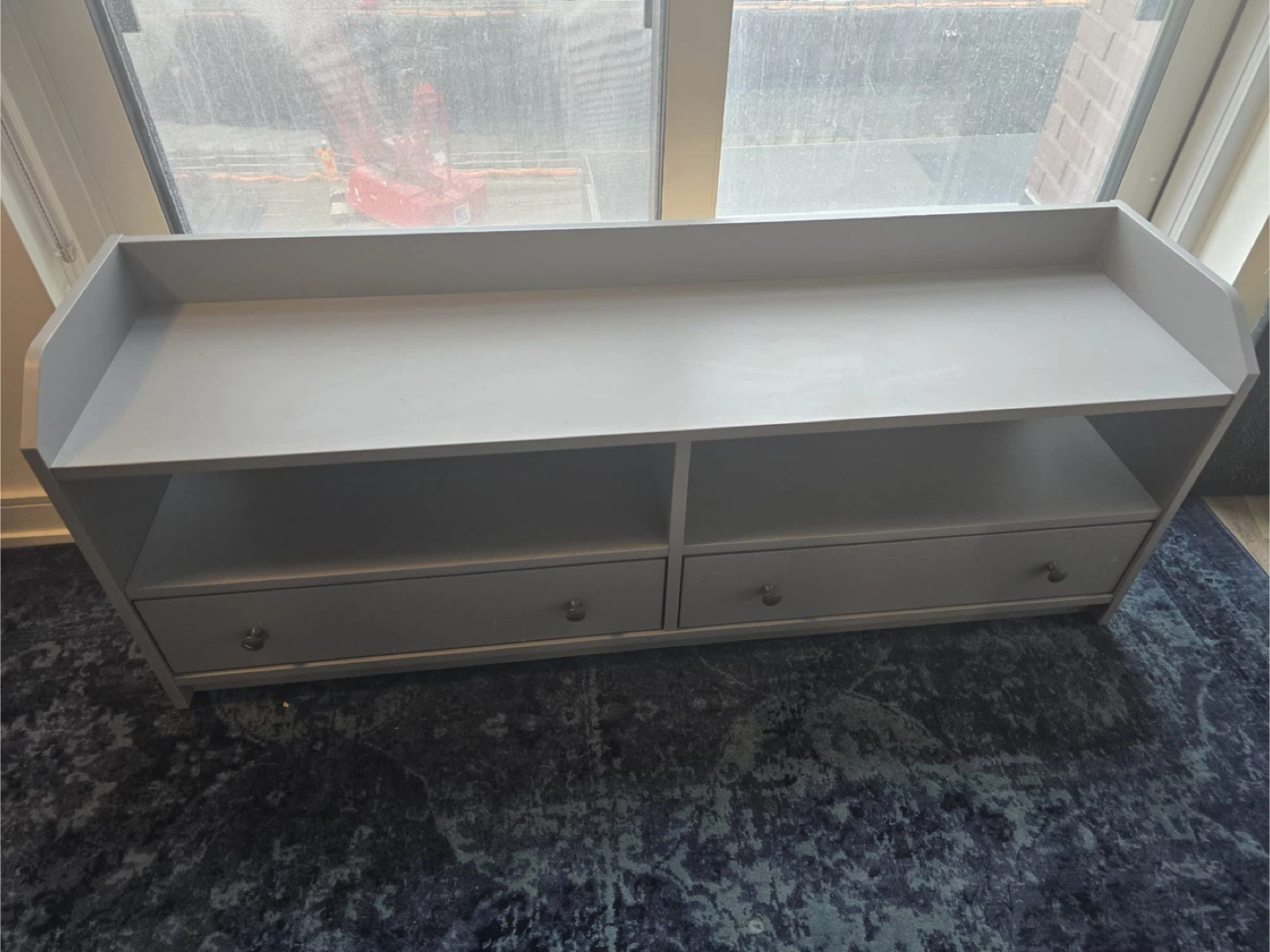 Grey Bench with Storage Drawers - photo 2