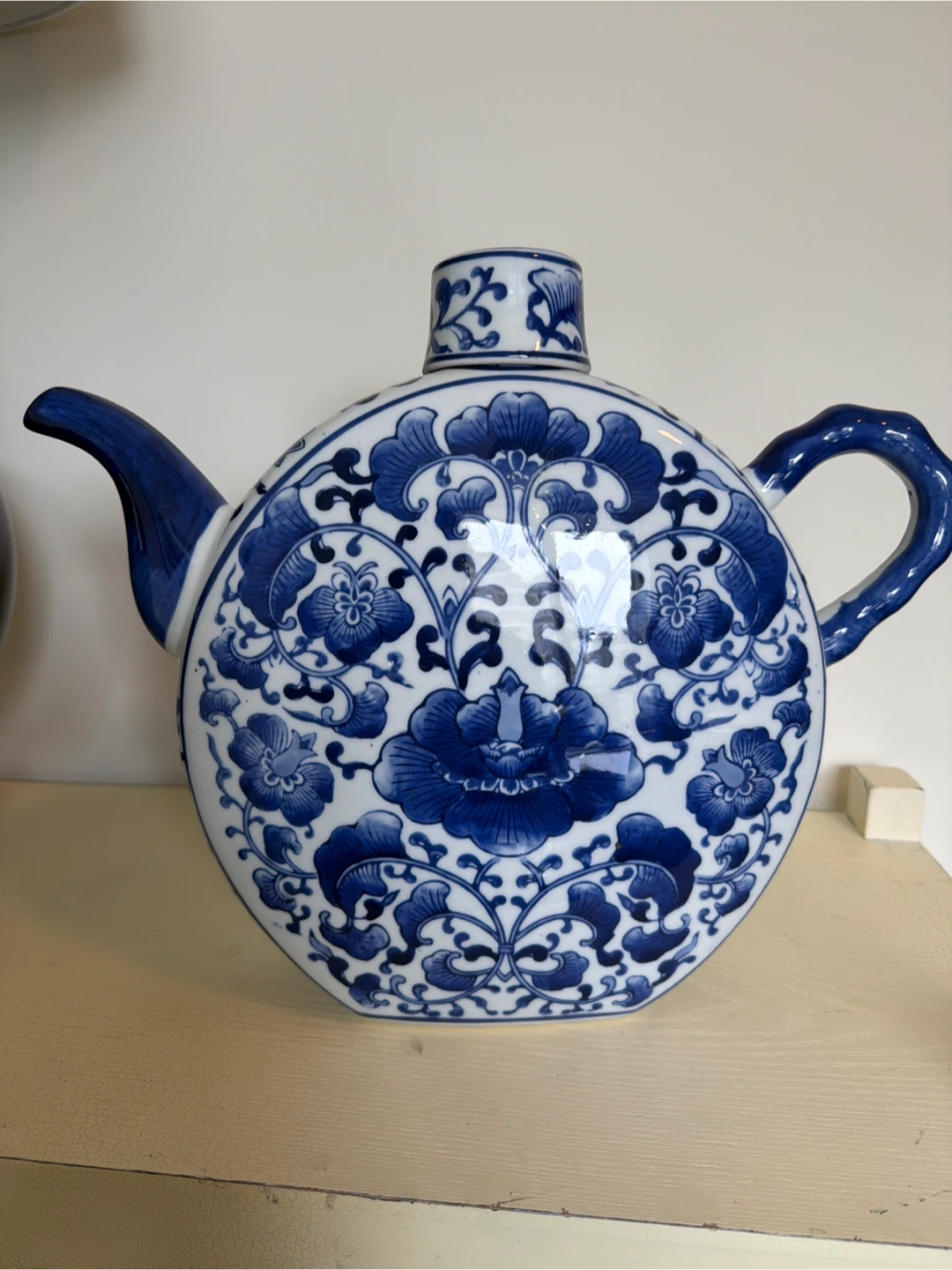 Blue and White Floral Ceramic Teapot - photo 2