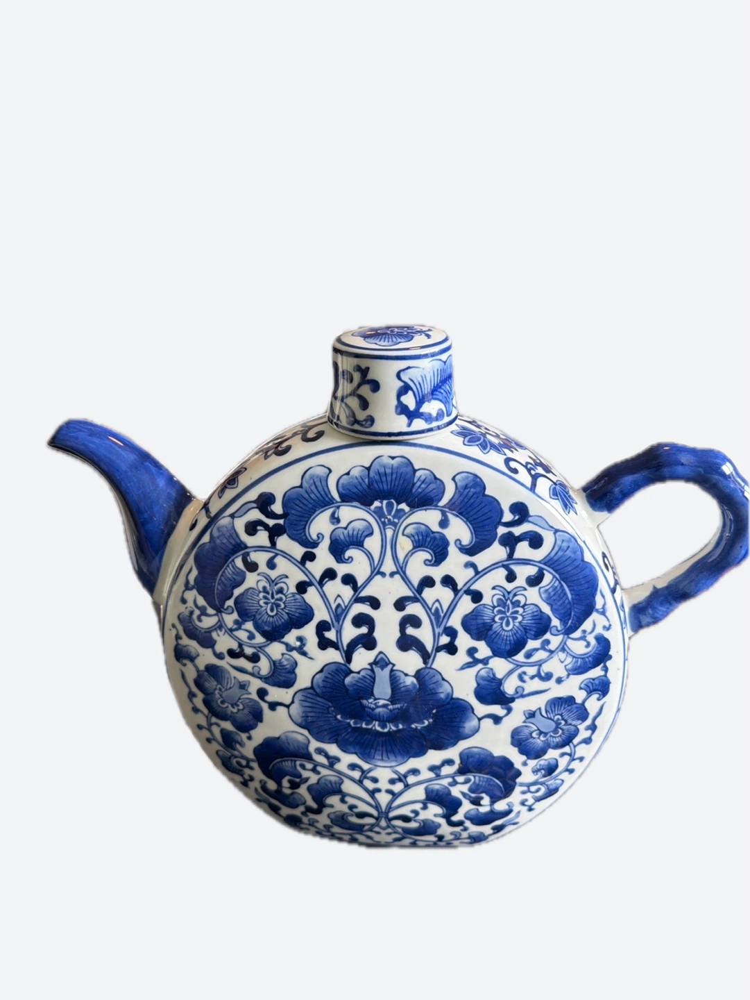 Blue and White Floral Ceramic Teapot