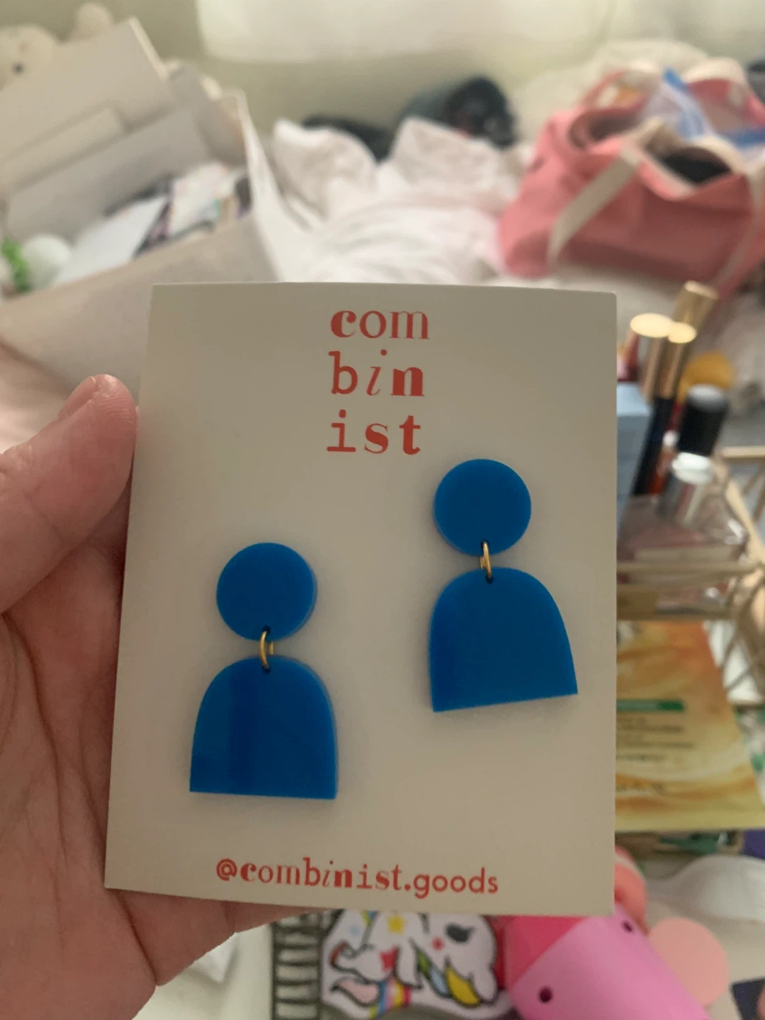 Combinist Blue Acrylic Dangle Earrings