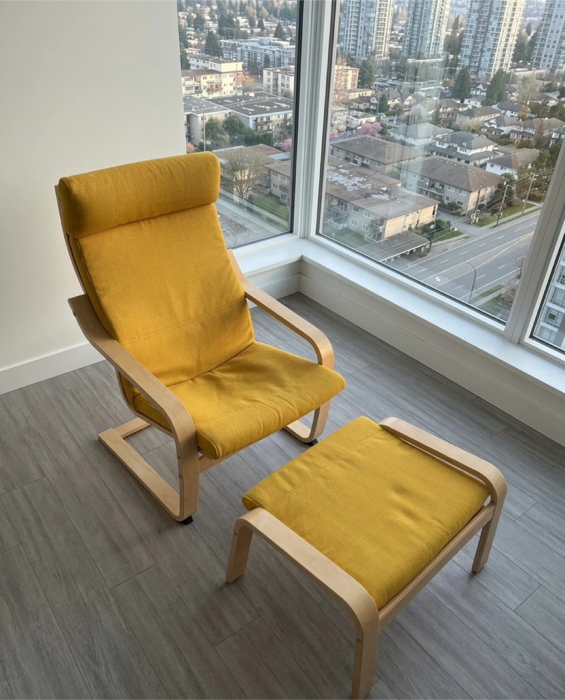 IKEA POÄNG Armchair and Footstool - Yellow