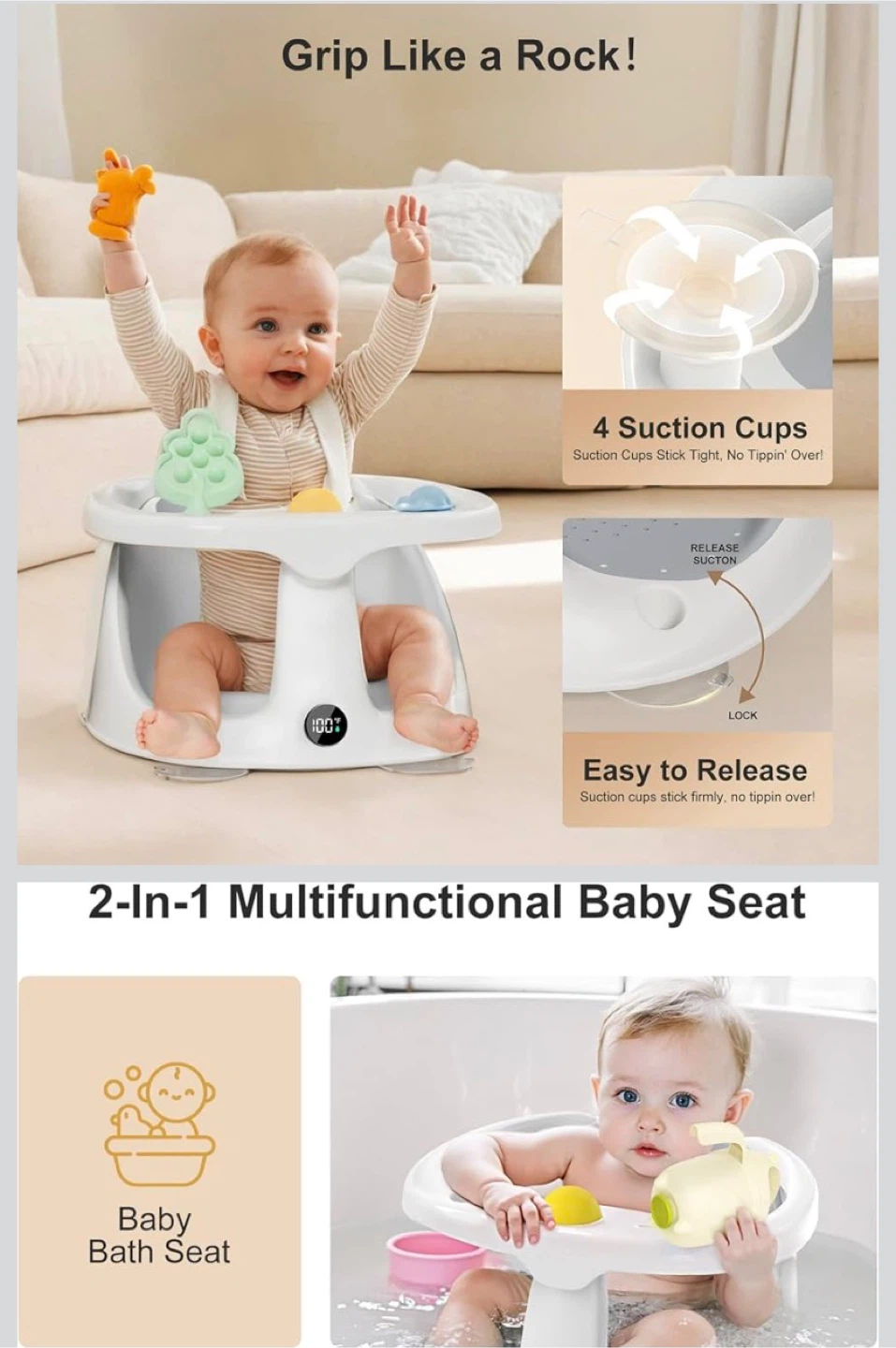 2-In-1 Multifunctional Baby Seat with Suction Cups - photo 2