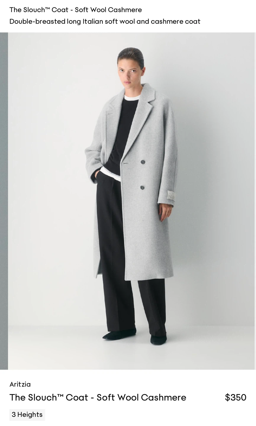 Aritzia The Slouch Coat - Soft Wool Cashmere Light Grey - photo 3