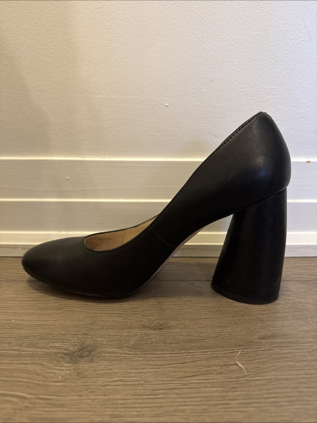 Black Leather Block Heels - Louise et Cie