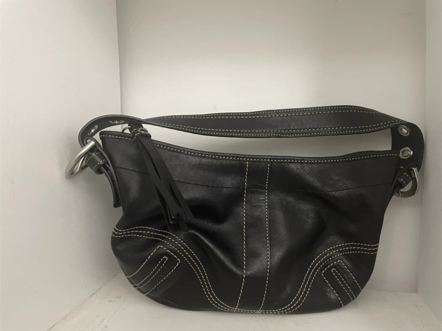 Coach Black Leather Hobo Shoulder Bag