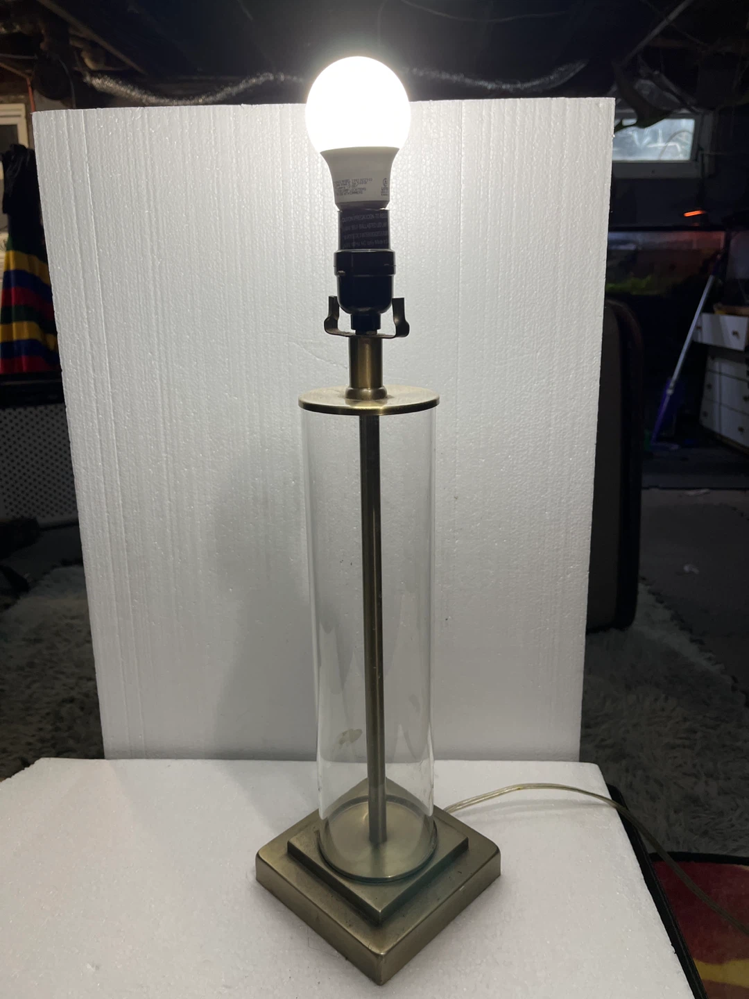 Glass Cylinder Table Lamp with USB Port - photo 3