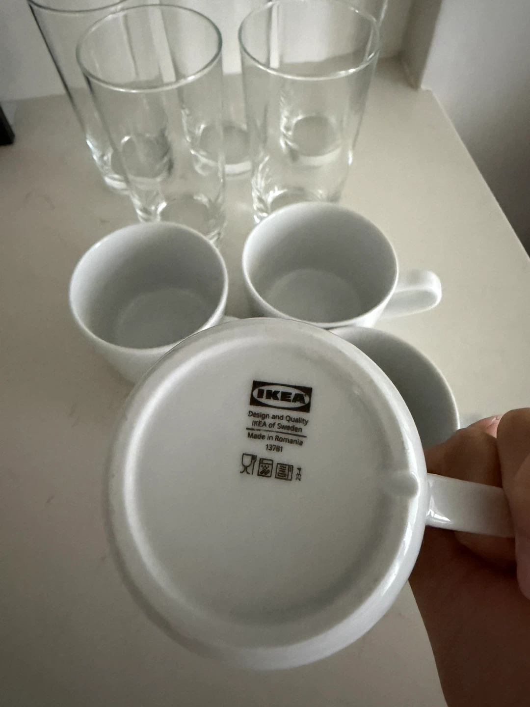 IKEA White Mugs and Clear Glasses Set - photo 2