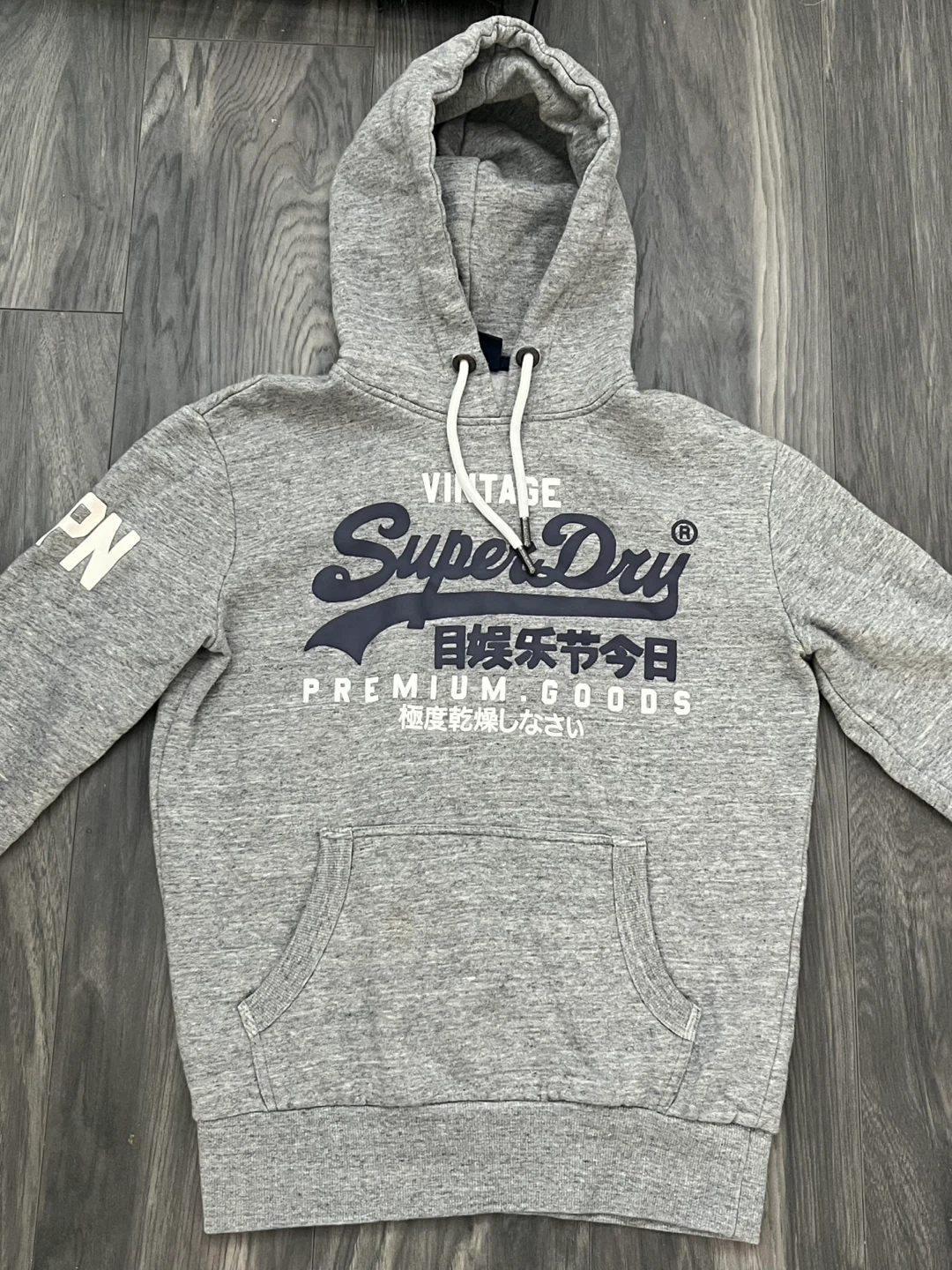 Vintage Superdry Organic Cotton Grey Hoodie | Men