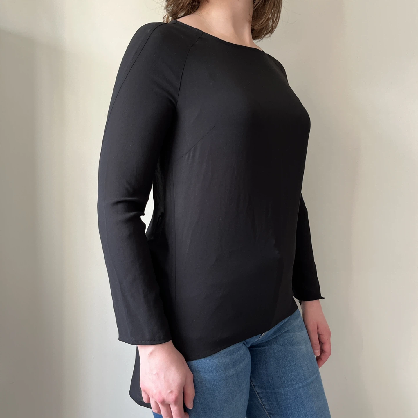 Oak + Fort Black Longsleeve Blouse, Size XS