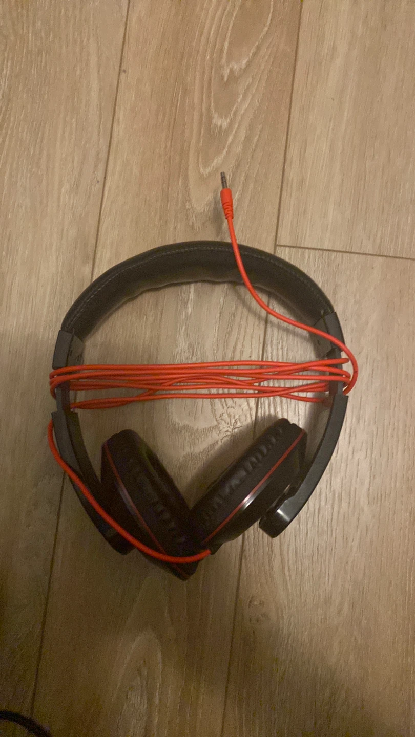 Black and Red Over-Ear Headphones with Orange Cord - photo 4