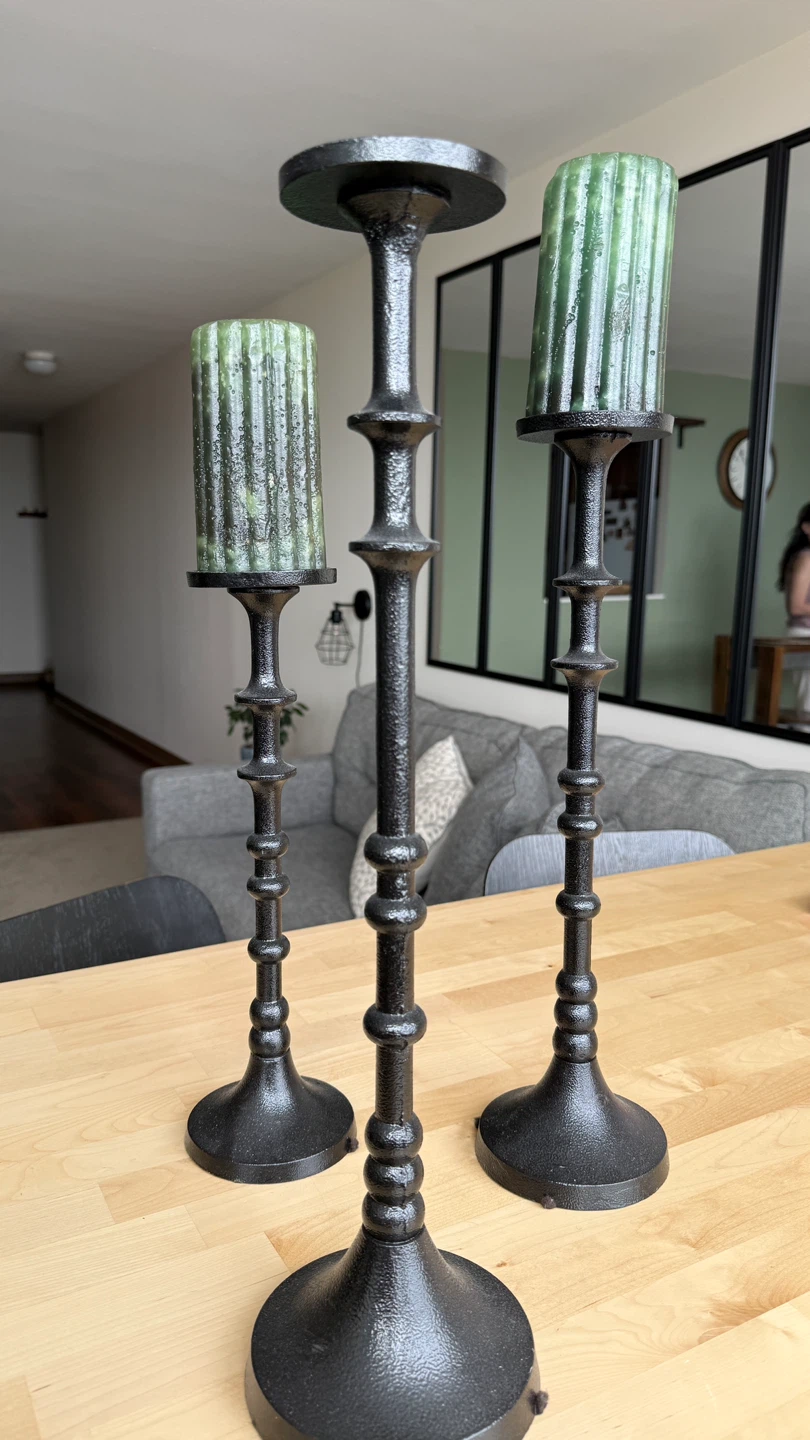 Black Metal 3-Candle Candelabra - photo 2