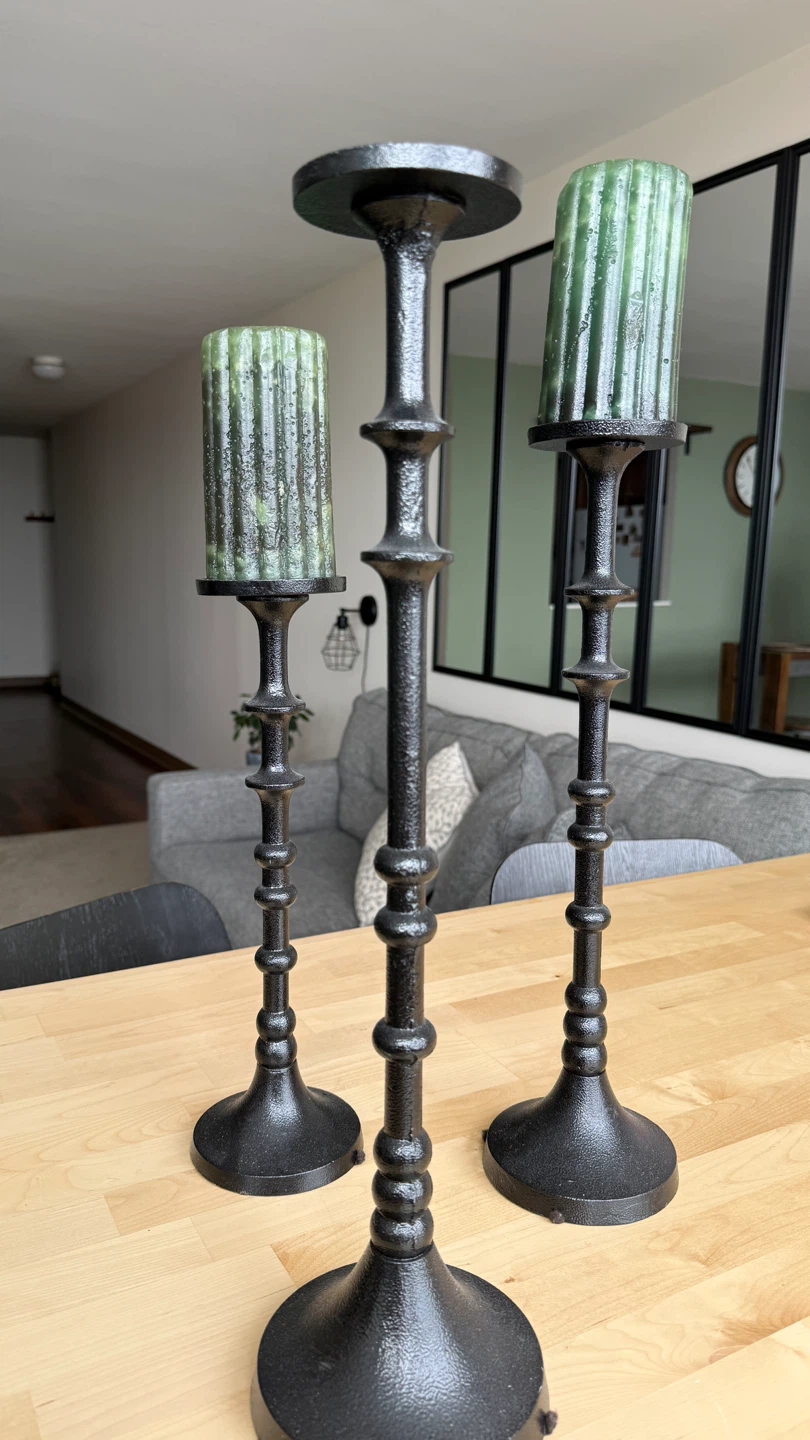 Black Metal 3-Candle Candelabra