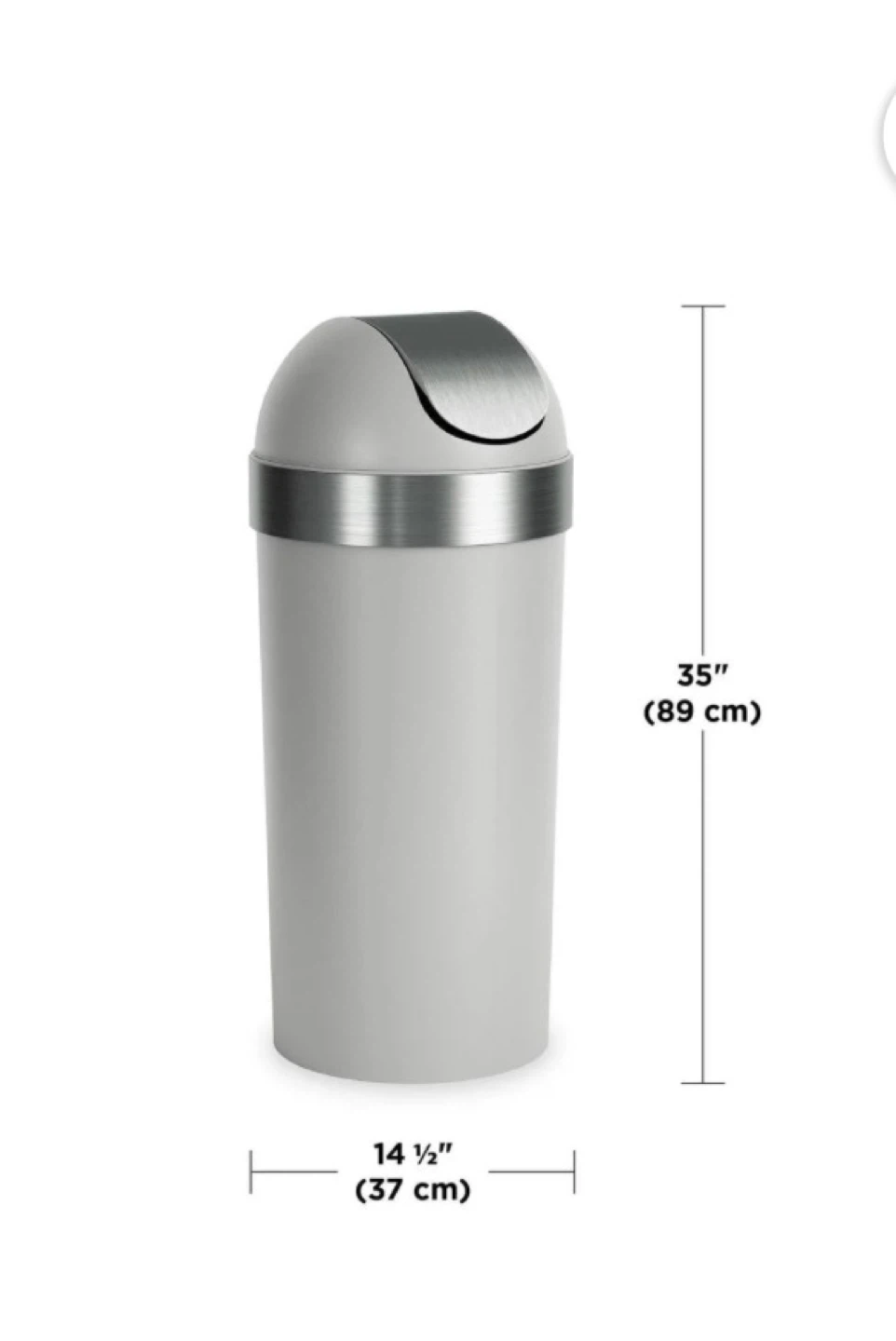 Umbra Venti Waste Can with Swing Lid - Grey 🥕 - photo 3