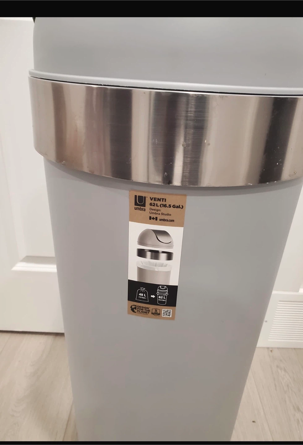 Umbra Venti Waste Can with Swing Lid - Grey 🥕 - photo 5