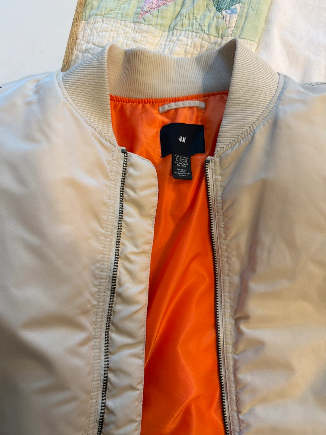 H&M Bomber Jacket - Cream with Orange Lining - Size XXG - photo 2