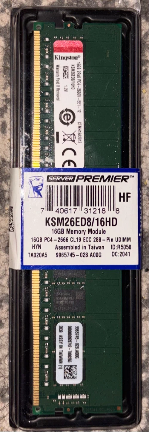 Kingston 16GB PC4-2666 ECC UDIMM Memory Module